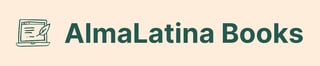 AlmaLatina Books logo with a book icon on a beige background